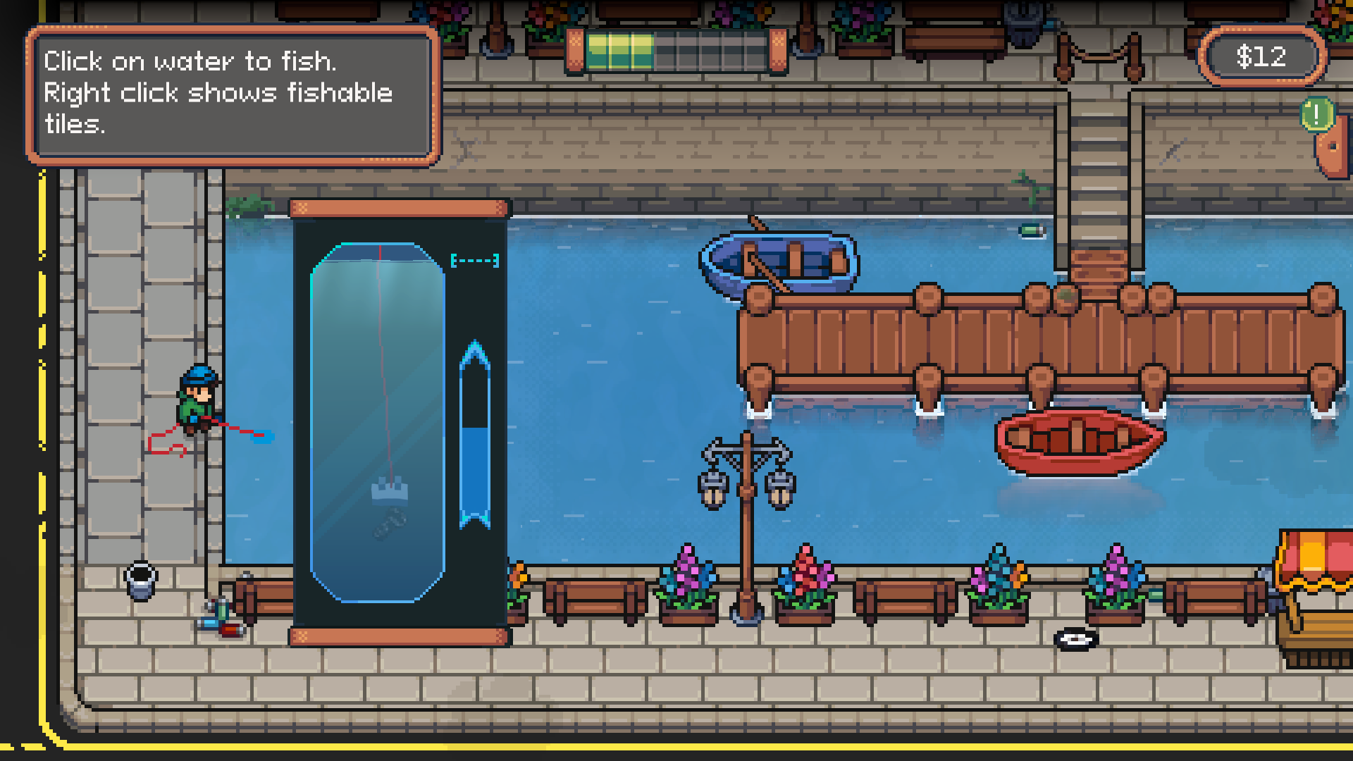 Screenshot of fishing minigame in Magnetic Catch