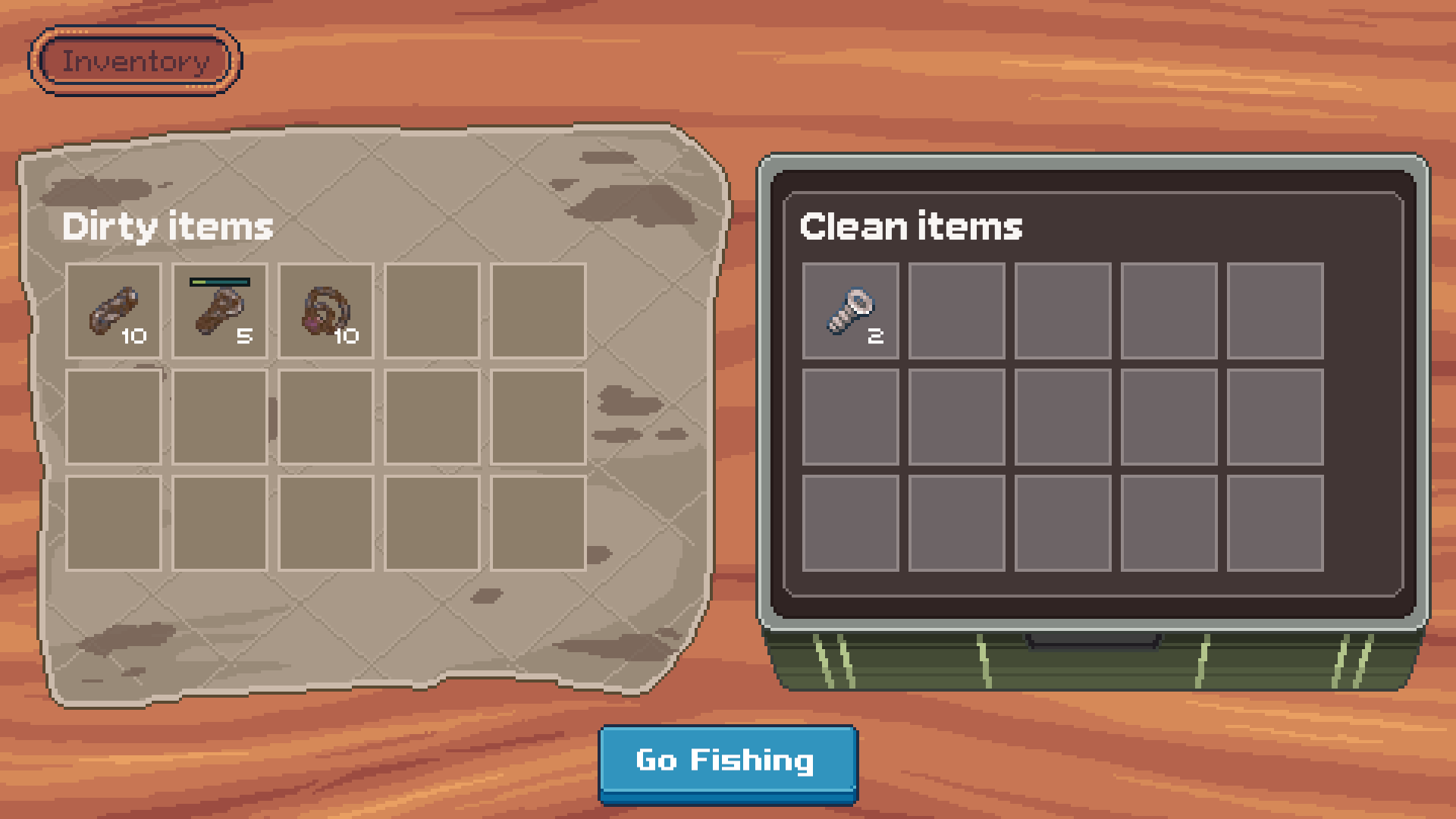 Screenshot of the inventory in Magnetic Catch